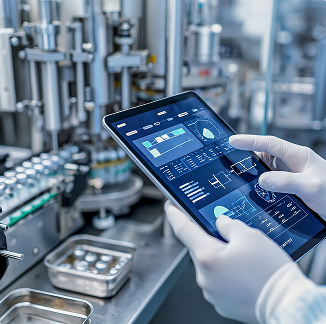 Tablet displaying industrial automation dashboard