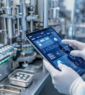 Tablet displaying industrial automation dashboard